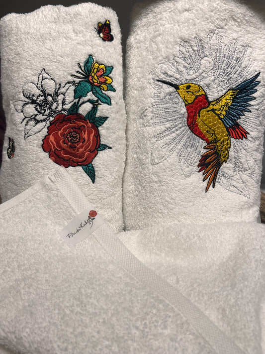 Embroidered Frida kahlo towels