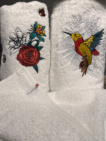 Embroidered Frida kahlo towels